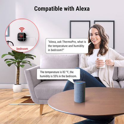 ThermoPro TP90 WiFi Thermometer Hygrometer Smart Indoor Temperature & Humidity Monitor with App Alerts, Large Backlit Display, AC Powered, No Range Limit, Alexa Enabled for Indoor Houses, Bedroom, Bathroom & Living Room