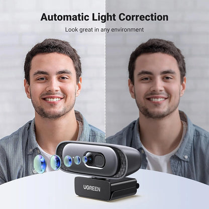 UGREEN 2K 30FPS Full HD USB Webcam Quad HD Web Camera w/ Built-In Microphone