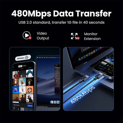 UGREEN L513 1M USB-C to USB-C 5A 240W PD Fast Charging Braided Cable USB 2.0 480Mbps Data