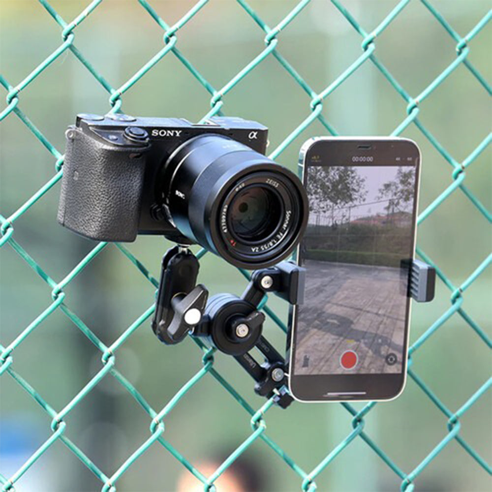 Ulanzi CM010 Fence and Net Video Aluminum Alloy Mount with C-Clamp with 360 / 180 Degree Pan and Tilt Rotation, fits 3.3" Smartphones for Max 900g Load Capacity for Sports Action Cameras