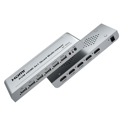 ArgoX 4K 30Hz KVM HDMI 4x1 Quad Multi-Viewer Seamless Switcher Ultra HD Support IR Remote Control, Compatible with USB 2.0, 1-Way Mouse & Keyboard, PCM2 Audio Format, USB Supports Windows, Linux, macOS, Android | HDSW4-V3