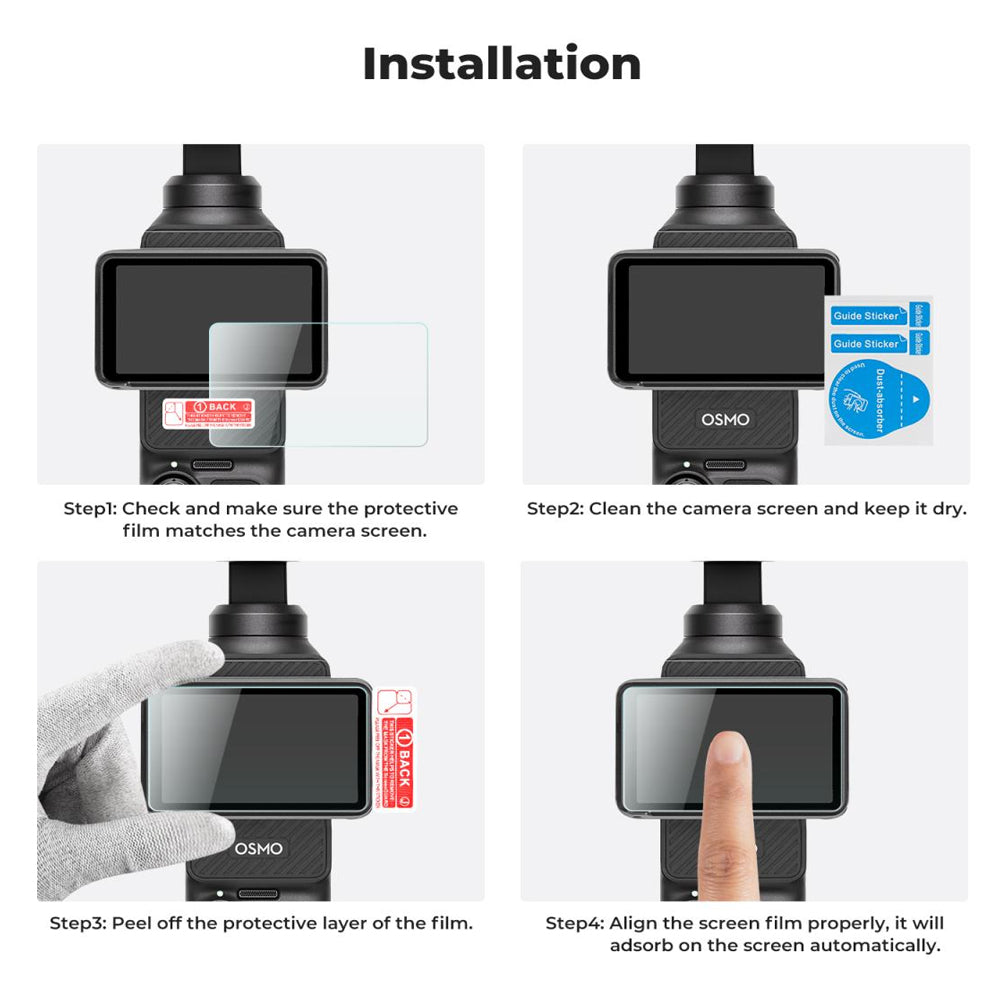 K&F Concept 9H Tempered Glass Screen + Lens Protector for DJI Osmo Pocket 3 Action Camera