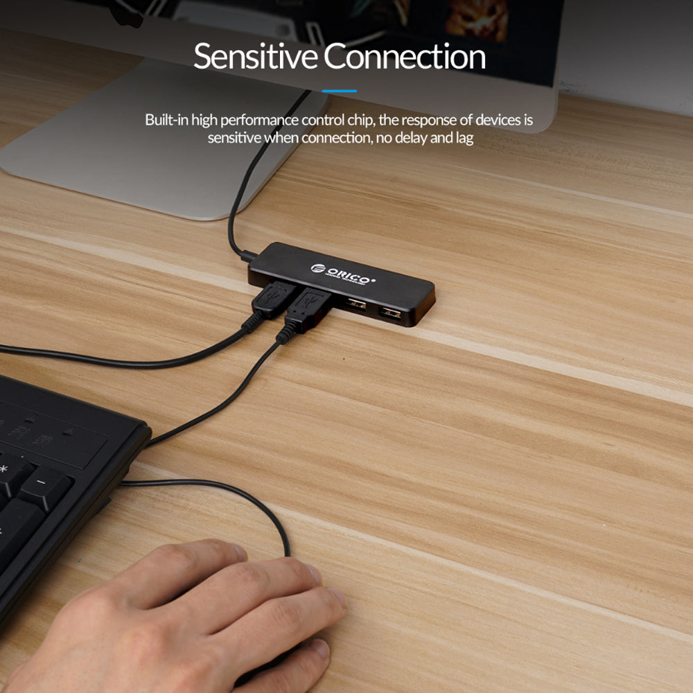 ORICO 4-Port USB 2.0 Hub for PCs, MacBook, iMac, Computer Desktops & Laptops (Windows, MacOS & Linux) USB HUB Extension Docking Station | ORICO-FL01