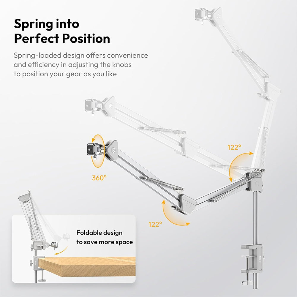 Ulanzi TH04 Overhead Camera Mount Desk Clamp with 1/4" Mount, Uka Quick-Release Plate, Detachable Arm, Up to 2kg Maximum Load Capacity and 68mm Clamping for Food Vlogging, Streaming, Workspace Photography and Unboxing Video | T088