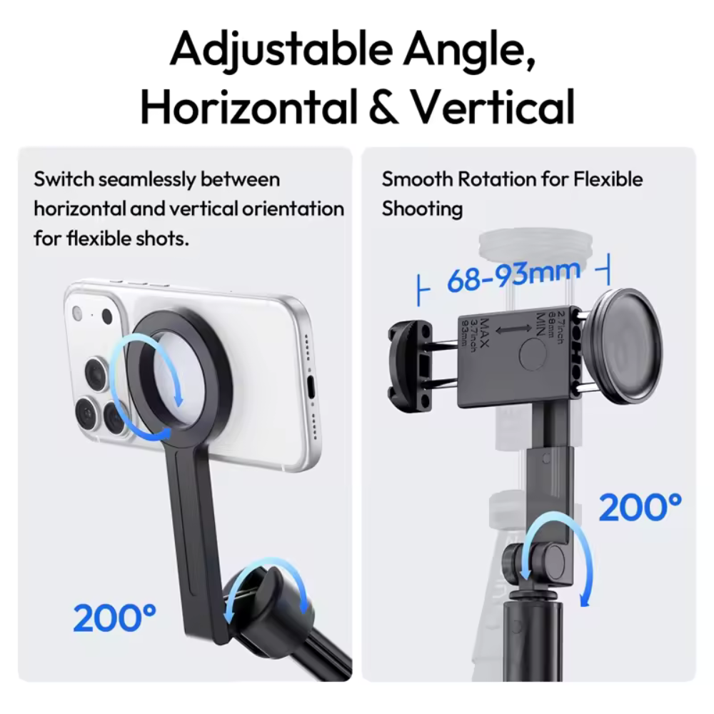 SK26 2-in-1 Selfie Stick & Tripod with MagSafe Mount, Adjustable 8-Section Pole