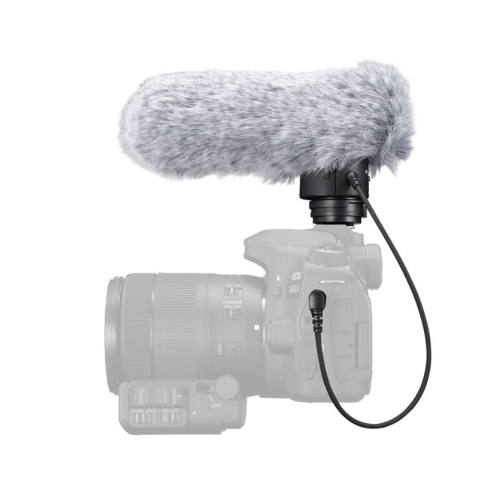Canon DM-E1 Directional Stereo Microphone Supercardioid Pattern with Wired 3.5mm Audio Jack, Integrated Shock Mount, Windscreen for EOS Digital Camera, Vlogging, Video recording and Production