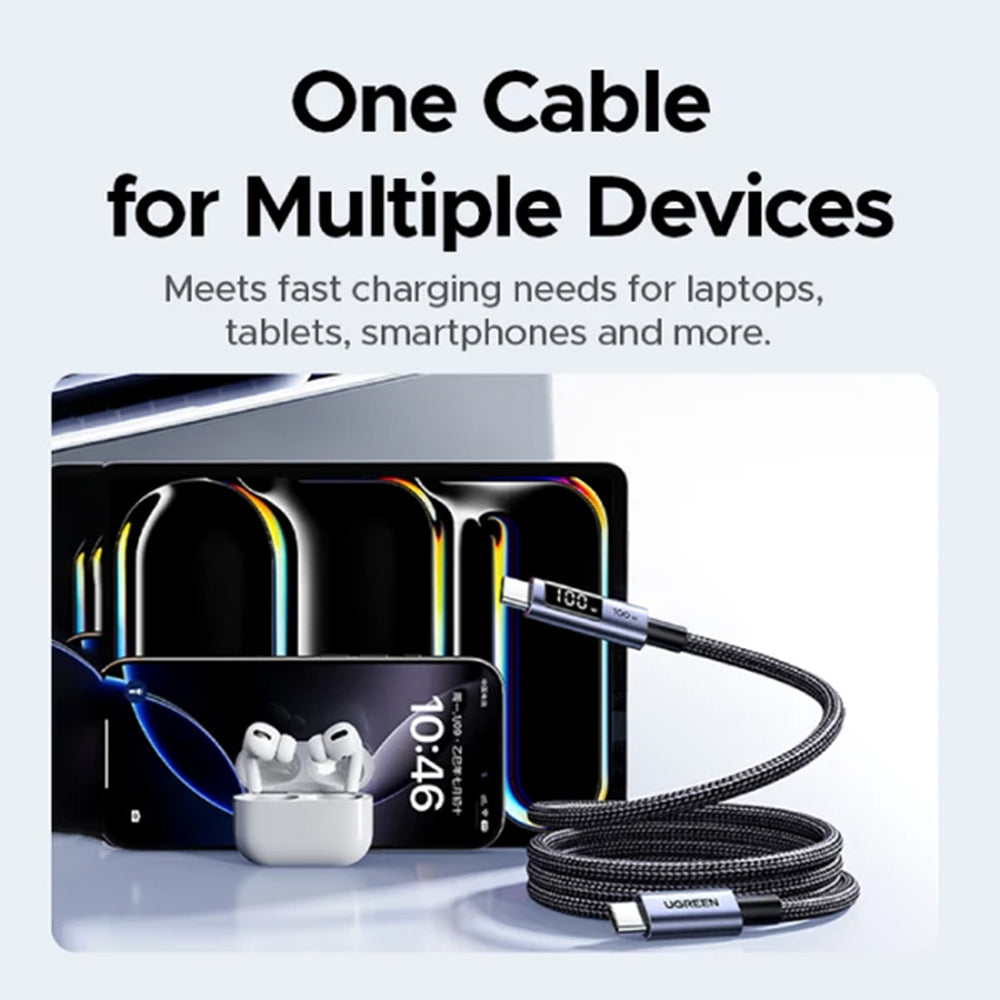 UGREEN 1 Meter USB-C to USB-C PD 3.0 Fast Charging Braided Cable with 100W 480Mbps | L529