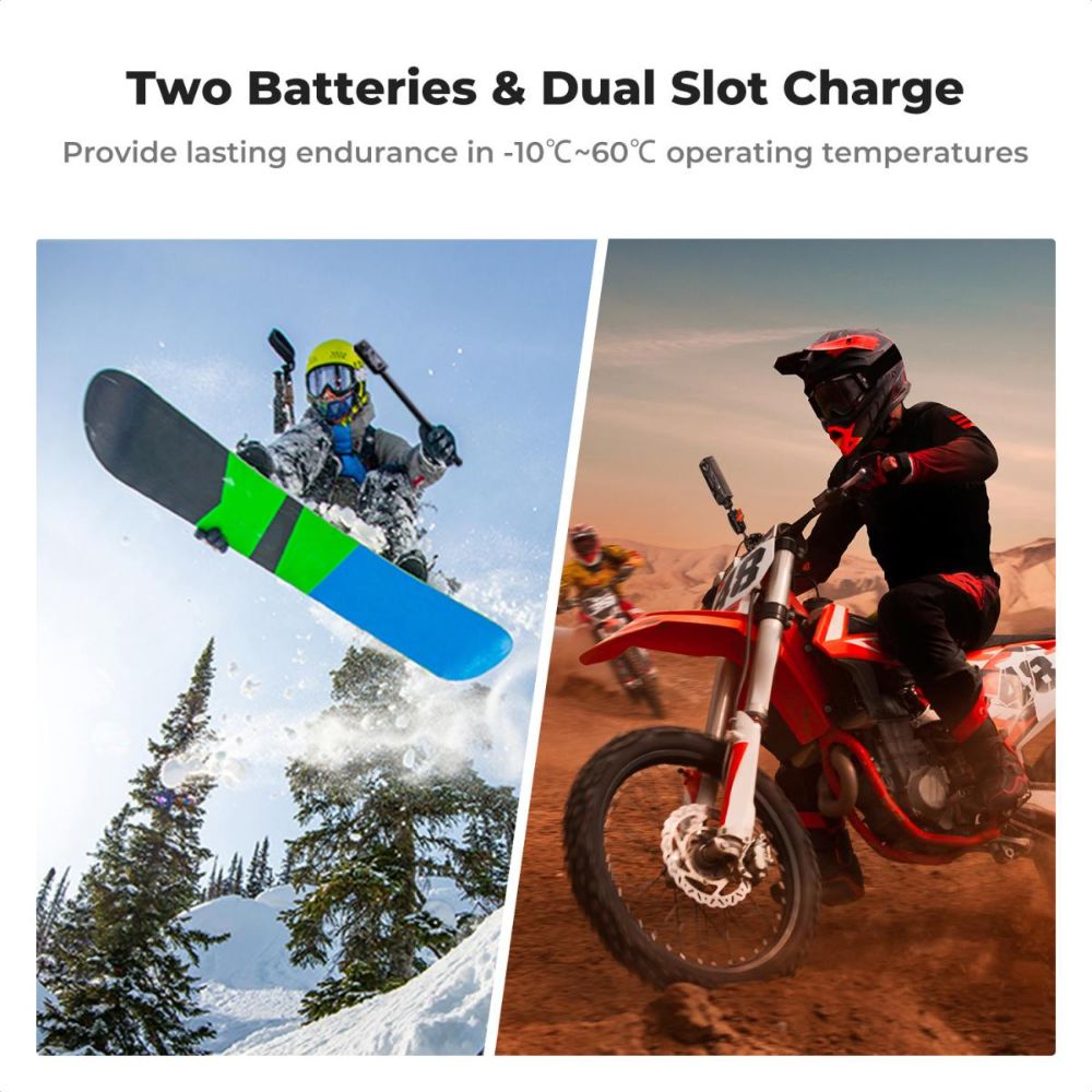 K&F Concept Insta 360 X4 2pcs (2-Pack) 2350mAh Battery + Smart LED Dual Bay Charger Set Kit with USB Type-C / Micro USB Port, Overall Charging Protection for Insta360 Action Camera