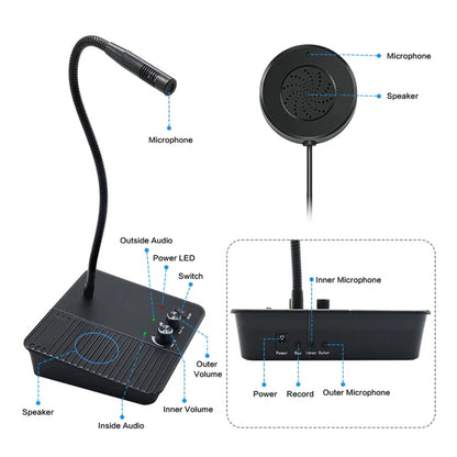 DAYTECH WI11 Two-Way Window Intercom System Glass Barrier PA Speaker and Microphone with Adjustable Volume for Bank, Office, Hospital, Clinic, Pharmacy, Restaurant, Cafe, Coffee Shop, Ticketing, Information Desk Counter