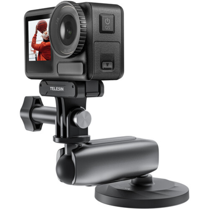 TELESIN Action Camera Magnetic Base Dual Ball Head Articulating Arm Mount for GoPro DJI OSMO Insta360 SJCAM