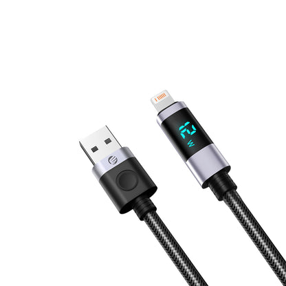 [CLEARANCE] ORICO 2 Meters LDC2L Series USB Type-C Male to Lightning Male Data and Charging Nylon Braided Cable with PD 29W, 480Mbps Transfer Rate with LED Display and E Marker Chip for Smartphone - Black