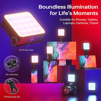 [CLEARANCE] ZHIYUN CINEPEER CM15 RGB LED Mini Video Fill Light with Rechargeable Battery, Creative Lighting Effects, 1/4" Clip & Cold Shoe Adapter for On-Camera & Smartphone Mounting, Studio Lighting, Photography, Filmmaking, Vlogging & Live Steaming