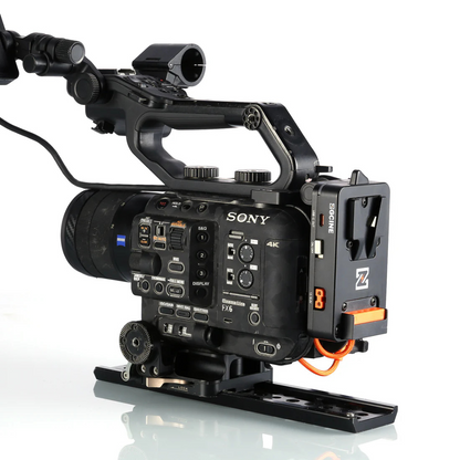 ZGCINE VM-VP5 V-Mount Battery Plate for Sony FX6 Camera with Regulated 19.5V Output, BPU Hot Swap, 1 USB-C, 3 D-Tap Ports, 180 Degrees Rotating Bracket, PD Fast Charging and 19.5V Power Cable