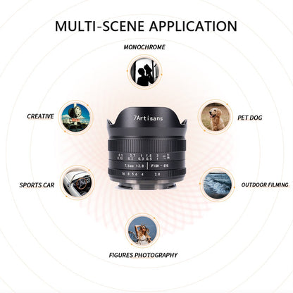 7Artisans 7.5mm F/2.8 Mark II APS-C Format Sony E Mount Ultra Wide Fisheye Prime Lens MF Manual Focus for Mirrorless Cameras