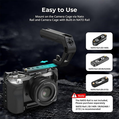 SmallRig NATO Top Handle for Camera Cage – Tool-Free Quick Release Handle w/ NATO Clamp