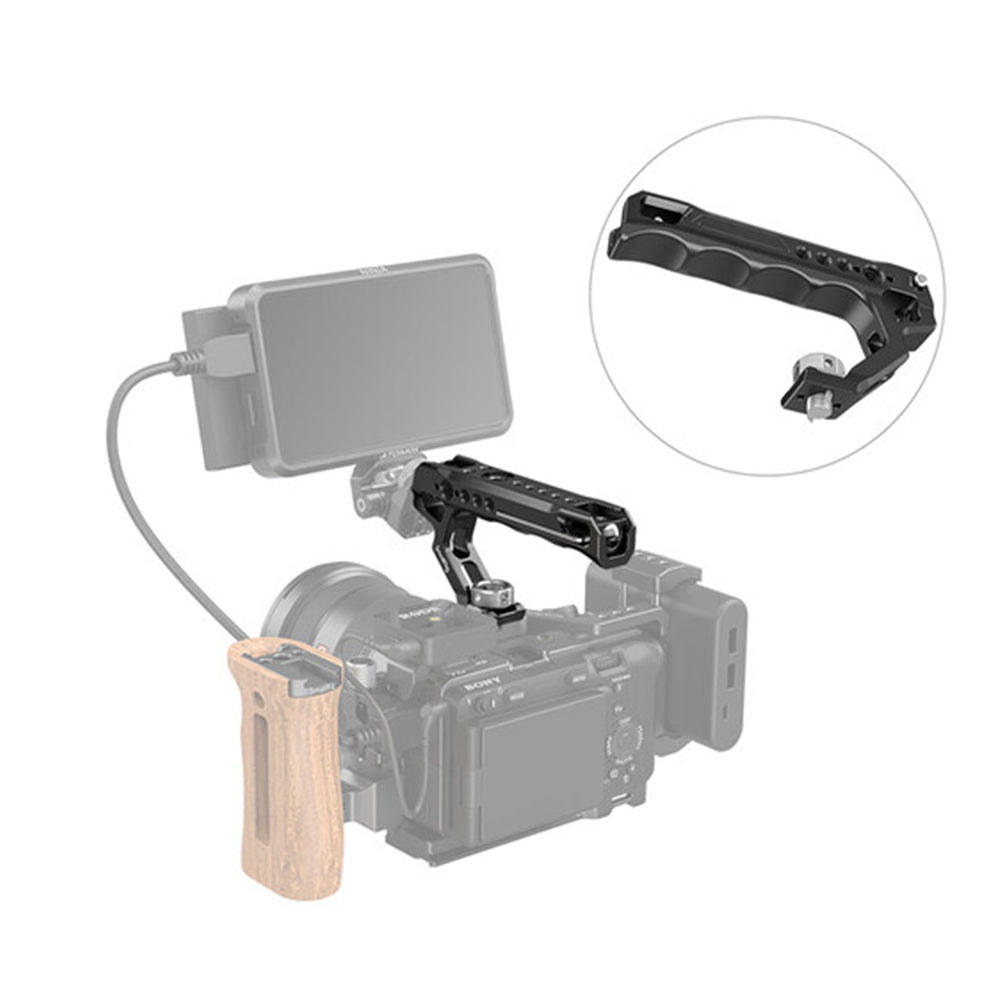 SmallRig Ergonomic Universal ARRI Locating Handle Comfortable Grip  with 15mm Rod Clamp, Built-in Magnet, Anti-off Designed and Anti-Twist Screw, 3 Shoe mounts 1/4"-20 & 3/8"-16 Threaded Holes for ARRI Cold Shoe Mount 2165C