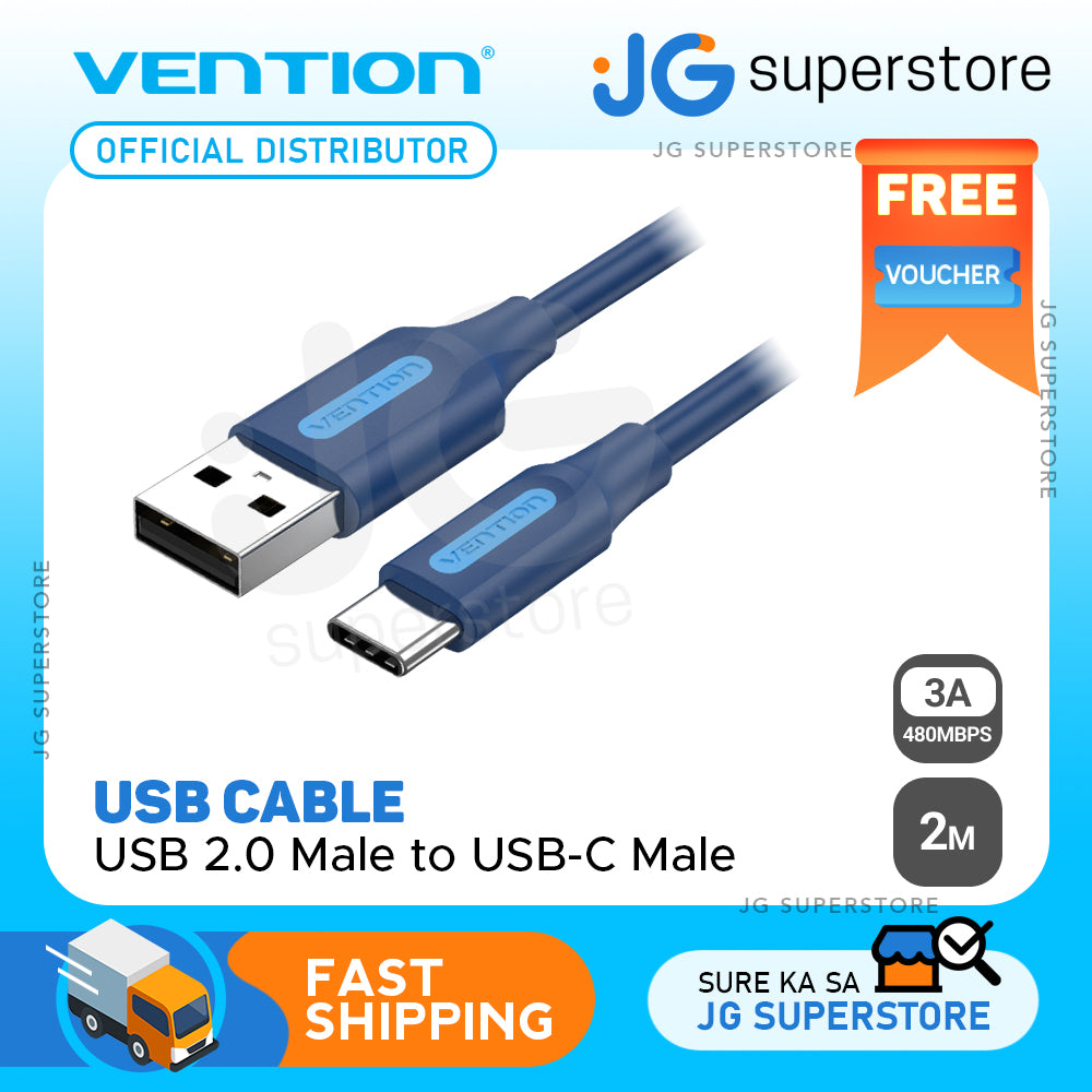Vention USB 2.0 A Male to C Male 3A USB Cable 480Mbps (COK) for Smartphones, Laptops, Computer (Available in Different Lengths)