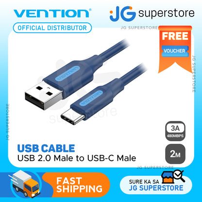 Vention USB 2.0 A Male to C Male 3A USB Cable 480Mbps (COK) for Smartphones, Laptops, Computer (Available in Different Lengths)