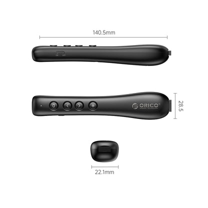 [CLEARANCE] ORICO 2.4GHz Wireless Presentation Remote Clicker w/ Built-in Battery, 50m Control Range, 3R Class Laser, 360° Directiol Point, Magnetic USB Receiver for Windows, macOS, Linux, Android, Conference Presentation (Black, White)