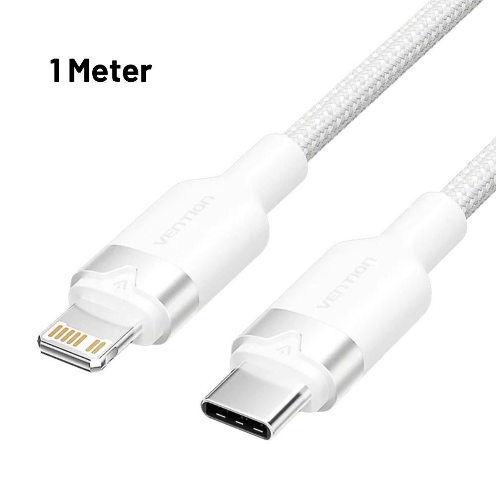 Vention 1M / 2M 27W USB 2.0 Type-C Male to Lightning Male PD Fast Charging Data 3A Cable with High-Speed 480Mbps Transfer Speed, Nylon-Coated for iPhone, iPad, iPod Touch - Black, White, Pink, Blue