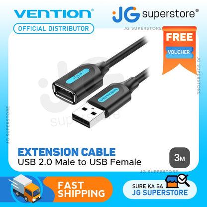VENTION Extension Cable USB 2.0 Male to USB Female Fast Data Transfer (CBIB) for Laptop, Desktop, TV, Projector (Available in 0.5M, 1M, 1.5M, 3M, 5M)