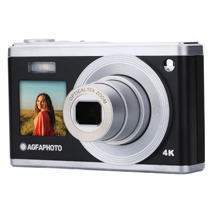 AGFAPHOTO RealiShot (DC9200) 24MP Compact Digital Camera with 10x Optical Zoom, CMOS Sensor, 4K Video Capture, Dual LCD Screen Display and Max 64GB Memory Storage Support for Point and Shoot Photo Video | Black, Gray/Silver