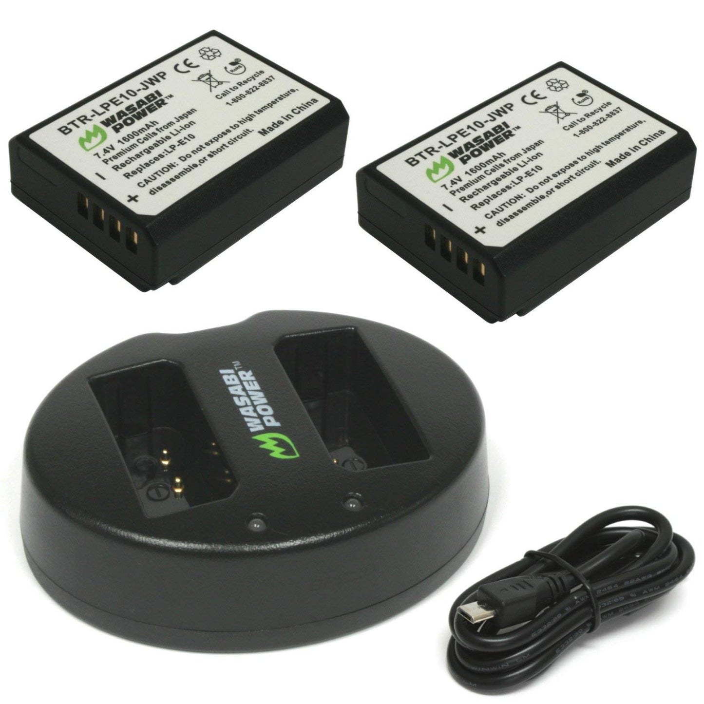 Wasabi Power Battery LP E10 (2-Pack) and Dual Charger for Canon LP-E10 and Canon EOS 1100D, 1200D, 1300D LPE10  | JG Superstore