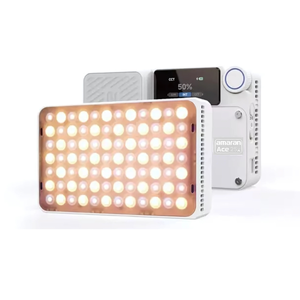 Aputure Amaran Ace 25c / 25x RGB / Bi-Color LED Pocket Panel Light Creator Kit with 32W 4500mAh, Max 80m Wireless Range, Fan Cooled, 12 / 9 Built-in Light Effects with Onboard and App Control Support