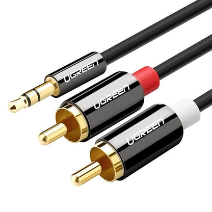 [CLEARANCE] UGREEN 1m 1.5m 2m 3m 5m TRRS 3.5mm Male to 2RCA Gold-Plated Audio Jack AUX Splitter Cable for Audio Equipment, PC, Laptops, Smartphones