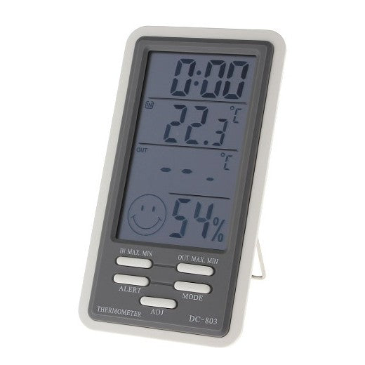 Eagletech DC803 Digital LCD Temperature Humidity Meter Clock Hygrometer Thermometer Indoor and Outdoor