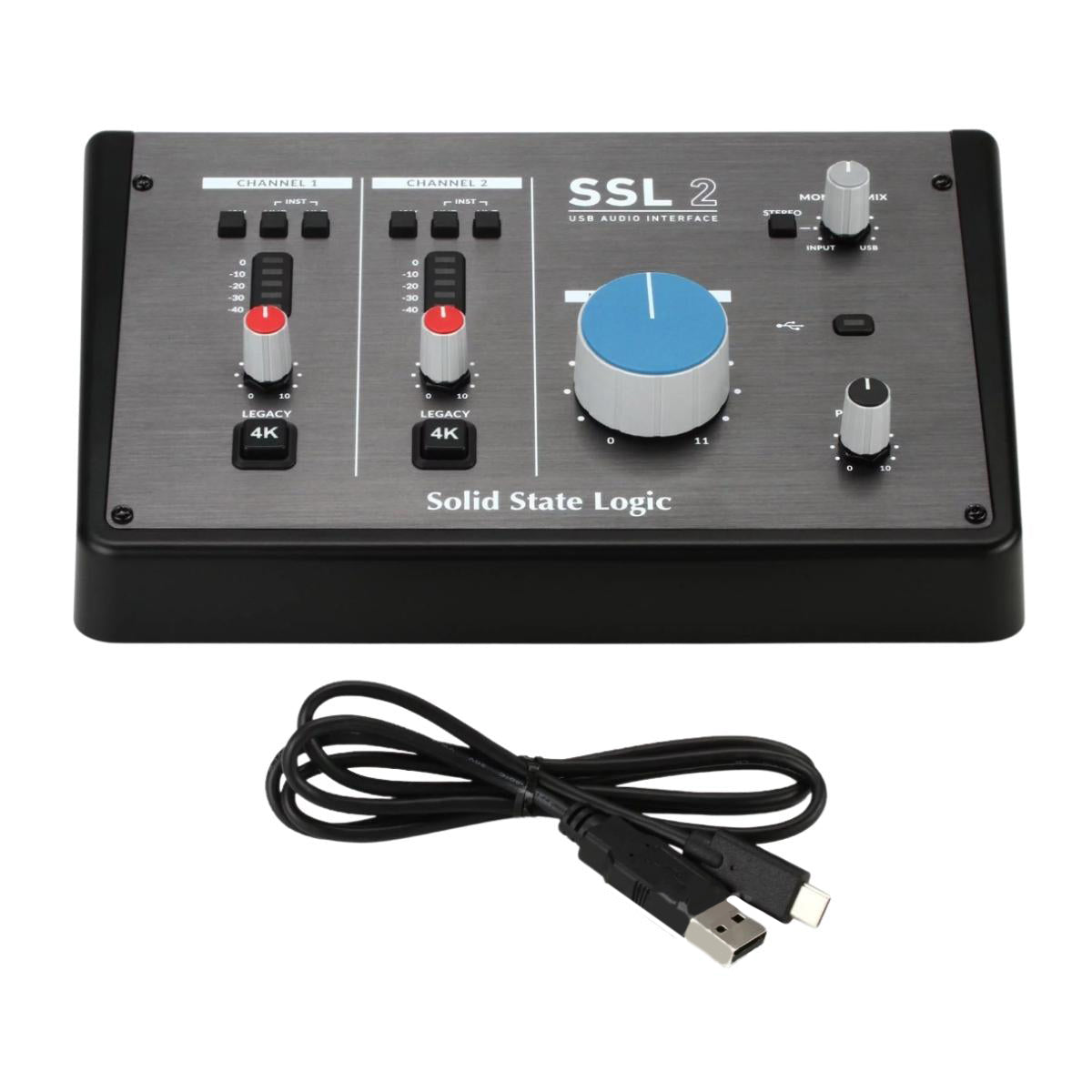 Solid State Logic SSL 2 Professional Desktop USB-C Audio Interface with Mic Preamps, 24-bit, Legacy 4K Button, Monitor Mix Control
