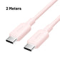 Vention 1M / 2M 60W USB 2.0 Type-C Male to Type-C Male PD Fast Charging Data 3A Cable with High-Speed 480Mbps Transfer Rate for Smartphone, Tablet, Laptop, Gaming Console - Black / White / Pink / Blue