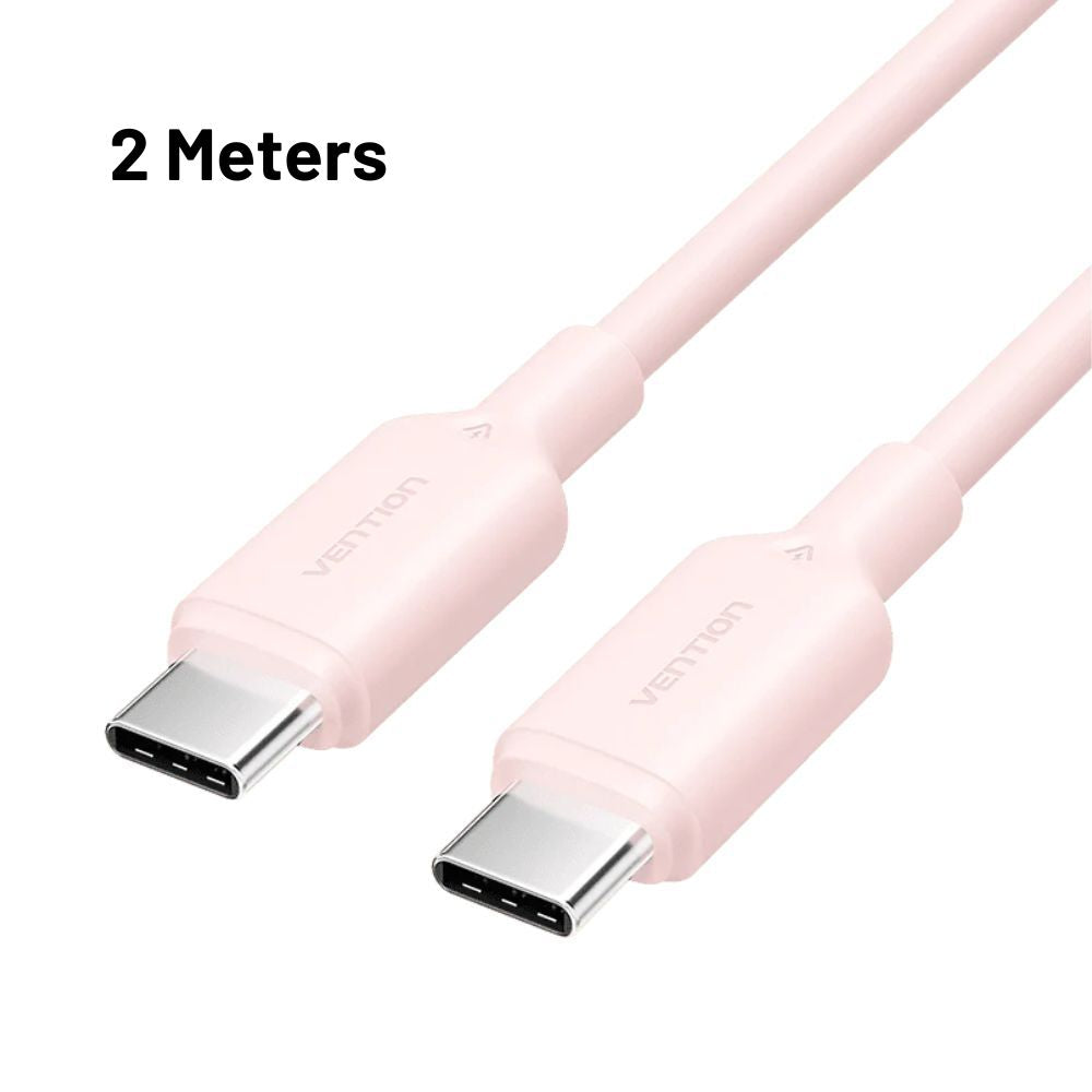 Vention 1M / 2M 60W USB 2.0 Type-C Male to Type-C Male PD Fast Charging Data 3A Cable with High-Speed 480Mbps Transfer Rate for Smartphone, Tablet, Laptop, Gaming Console - Black / White / Pink / Blue