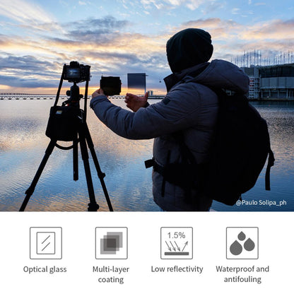 K&F Concept Square Filter Kit SN251 100 X 100 X 2mm Square Coated ND1000 Filter, Square Soft Graduated GND8 Optics Waterproof Anti Scratch Glass HD, Square Filter Holder and 8pcs Square Filter Ring 49/52/58/62/67/72/77/82mm