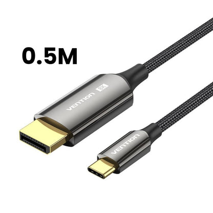 Vention 8K HDR Bi-Directional USB-C to DisplayPort Video Converter with Cotton Braided Cable and Gold Plated Connectors for Desktop Computer, Laptop to Smart TV, Projector, Monitor