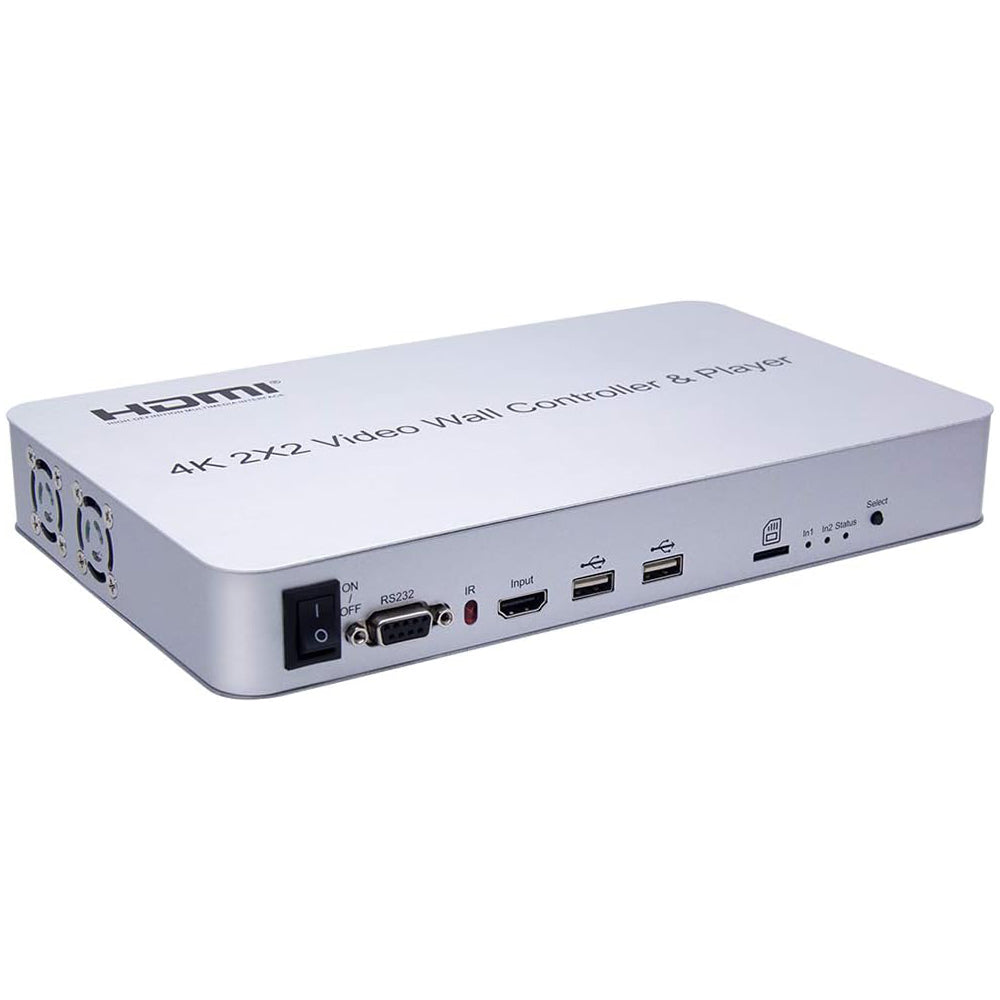 ArgoX 4K HDMI 2x2 / 2x3 TV Video Wall Controller & Player w/ Remote Control, Multiple Splicing Methods, 2-Way USB 2.0 Input, Support Wi-Fi, DLAN, Audio Extraction, SD Card Port, Digital Optical Fiber, and 3.5mm Audio | HDVW2X2-M HDVW2X3-M