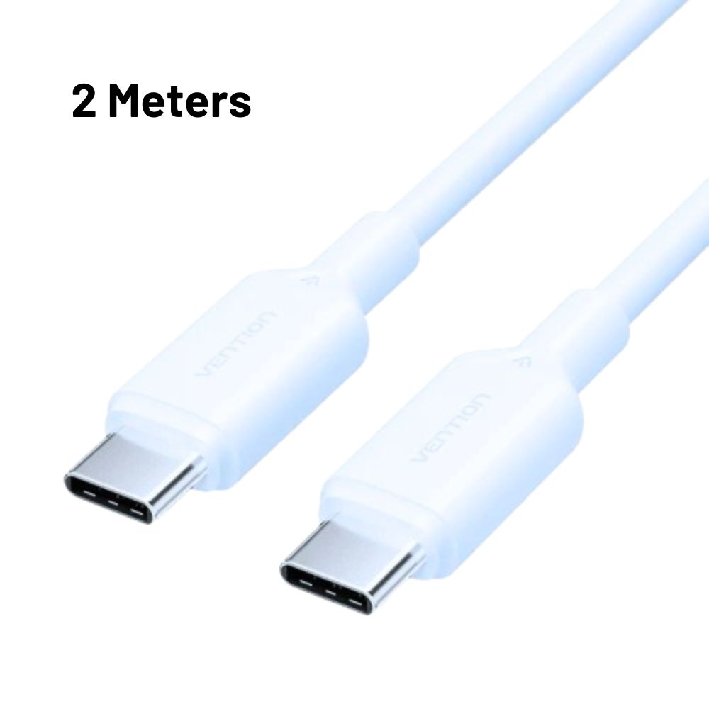 Vention 1M / 2M 60W USB 2.0 Type-C Male to Type-C Male PD Fast Charging Data 3A Cable with High-Speed 480Mbps Transfer Rate for Smartphone, Tablet, Laptop, Gaming Console - Black / White / Pink / Blue