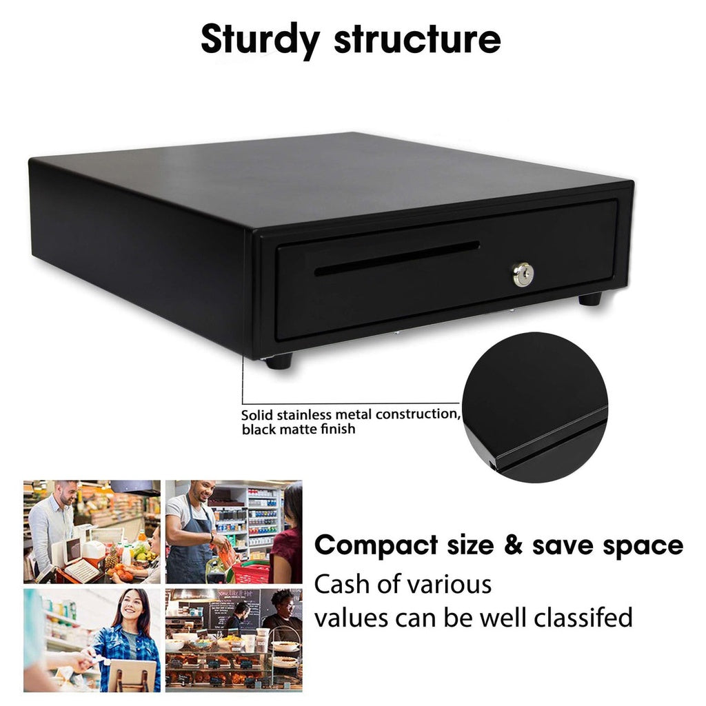 LogicOwl OJ-405E Cash Drawer Box for POS Safekeeping Grocery Store Shop Cashier Register | 5 bills 8 coins with 2 Keys