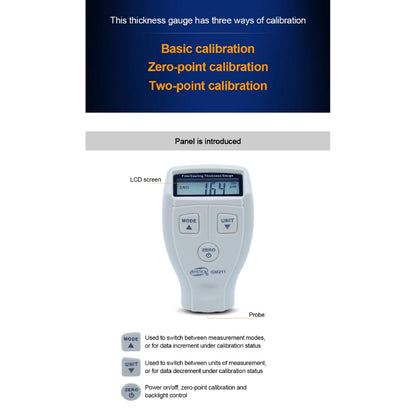 [CLEARANCE] Benetech GM211 0-1500um High precision Coating thickness Gauge Magnetic/non-magnetic Car Automotive Compound Thickness Gauge