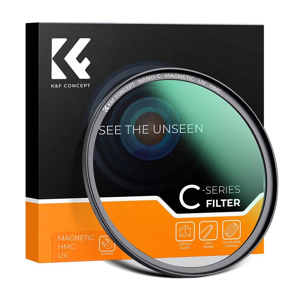 K&F Concept NANO-C HMC UV Ultraviolet Lens Filter for Camera Lenses - Multi-Coated Optical Glass, Magnetic Slim Frame, High-Definition, Anti-Glaring, Water & Dust Proof