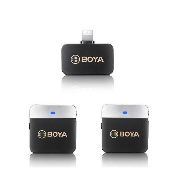 [CLEARANCE] BOYA BY-M1V Series 2.4GHz Dual-Channel Wireless Lavalier Microphone System (Plug & Play) Clip On Mic for Smartphone, Tablet, DSLR, Mirrorless, Camera, iPad, iPhone, Android & iOS Devices - USB Type C / Lightning / 3.5mm Audio Jackst