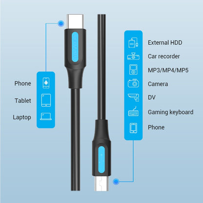 Vention USB 2.0 C Male to Mini-B Male 2A USB Cable 480Mbps (COW) (Available in Different Lengths)