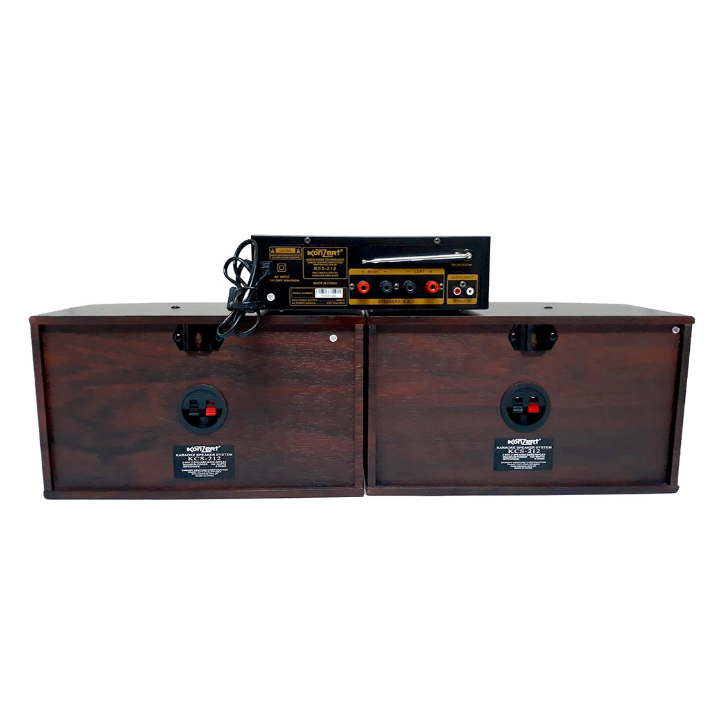 Konzert TodoOke KCS-212 1800W 6" 2-Way Woofer Micro Component Karaoke Speaker System (SET) with 2 Channel Output, Bluetooth, FM Radio Tuner and RCA, Mic Inputs and Remote Control