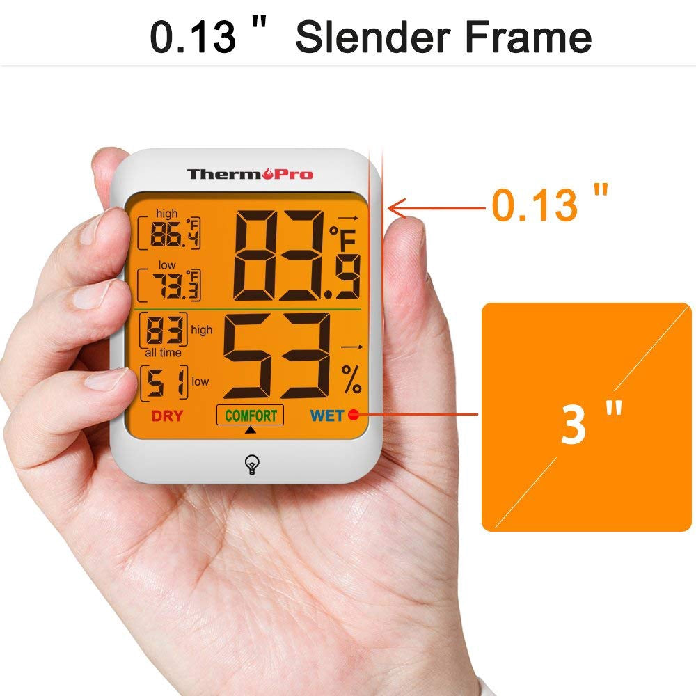 ThermoPro TP-53 Hygrometer Humidity Gauge Indicator Digital Indoor Thermometer Room Temperature and Humidity Monitor with Touch Backlight