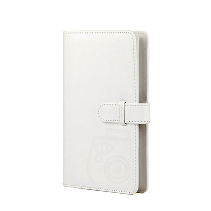 Pikxi 96 Pockets Cute Plain Colors Leather Mini Instant Film Photo Album with Latch and 16 Pages White for FUJIFILM Instax Mini Film Camera, Picture and Card Holder | AM96-24 ICE WHITE