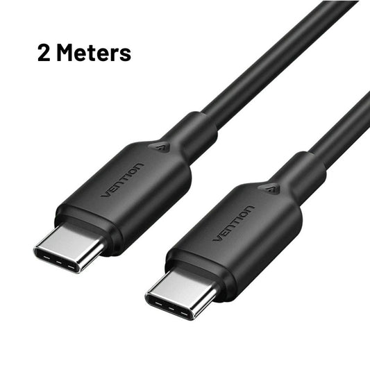 Vention 1M / 2M 60W USB 2.0 Type-C Male to Type-C Male PD Fast Charging Data 3A Cable with High-Speed 480Mbps Transfer Rate for Smartphone, Tablet, Laptop, Gaming Console - Black / White / Pink / Blue