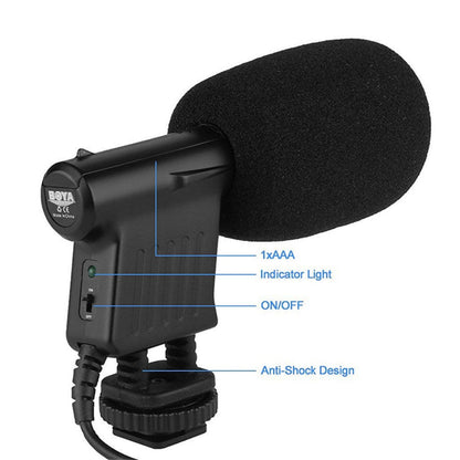 Boya BY-VM01 Directional Video Condenser Microphone for Canon Nikon DSLR Camcorder Vlog Podcast