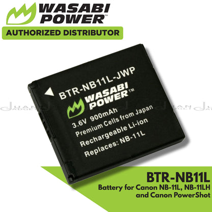 Wasabi Power (2-Pack) Canon NB-11L NB-11LH NB11L NB11LH Battery and Charger with Fold Out US Plug, Car Charger and Euro Plug Adapter for Select Canon PowerShot Camera SX400 IS SX410 IS SX420 IS ELPH 350 HS ELPH 360 HS A3500 IS A4000 IS | JG Superstore