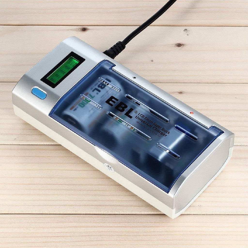 [CLEARANCE] EBL LN-2605UR 4-Bay Universal Smart Battery Charger with Integrated Discharge Function & LCD Display for AA AAA C D 9V Rechargeable Ni-MH Ni-CD Batteries