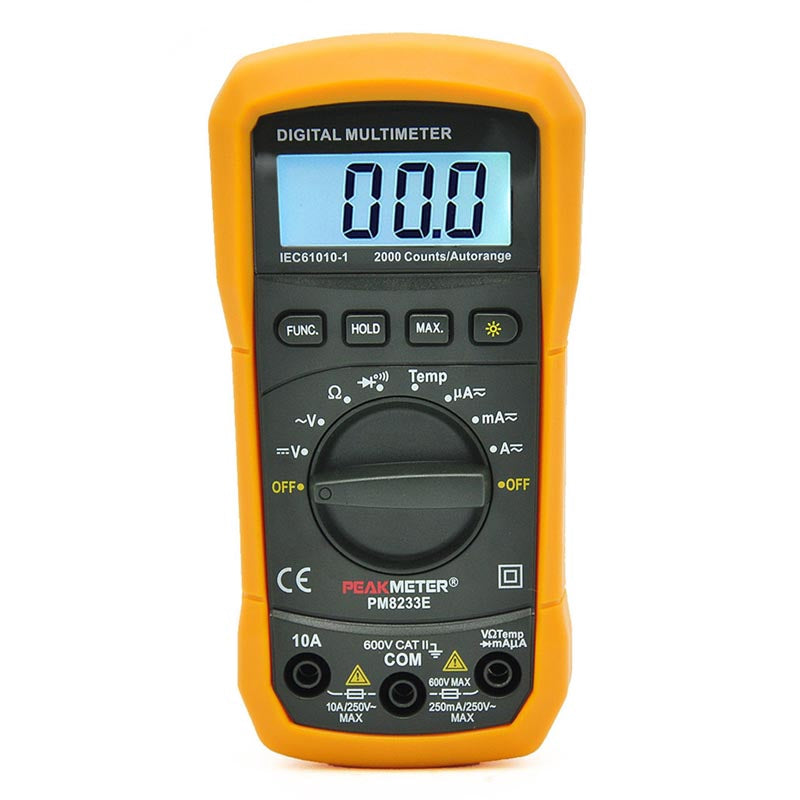 PeakMeter PM8233E Electrical Digital LCD Multimeter Voltmeter Ammeter AC DC OHM Volt Tester Multitester Current Resistance